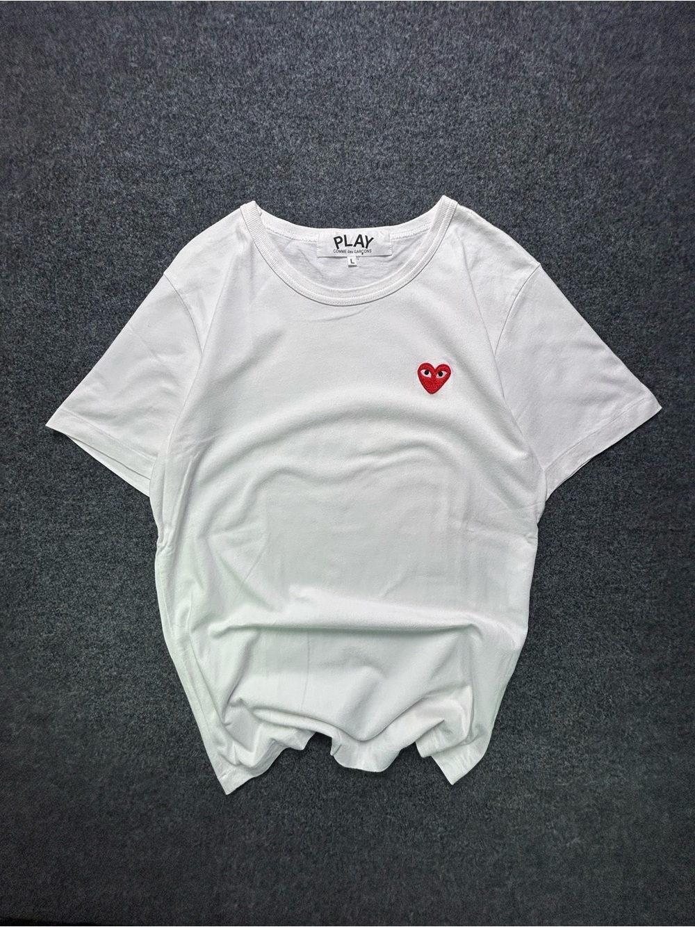 Comme des Garçons PLAY White Crewneck T-Shirt with Black Logo